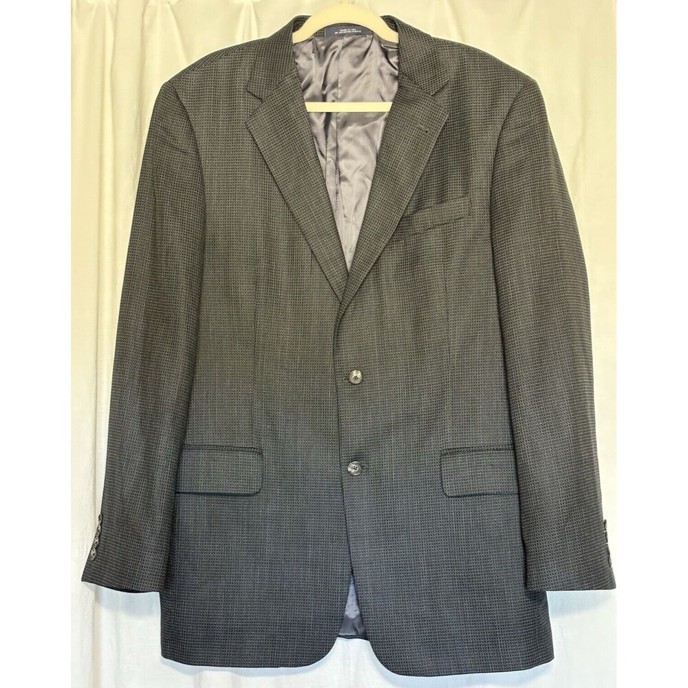 Joseph Abboud Men's Gray & Black Check Silk & Wool Sport Coat Blazer 42L 42 Long